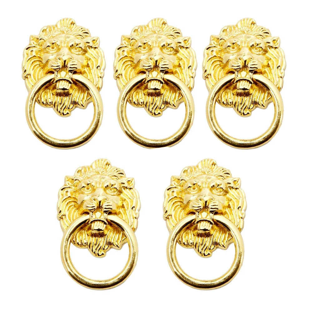 5Pcs Golden Lion Head Cabinet Pulls for