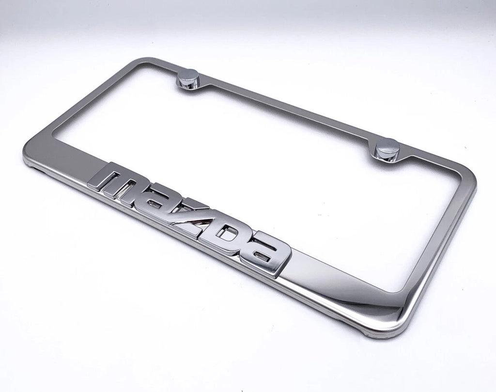 License Plate Frame Chrome 3D Mazda Script for Mazda 3 (2014–2018)
