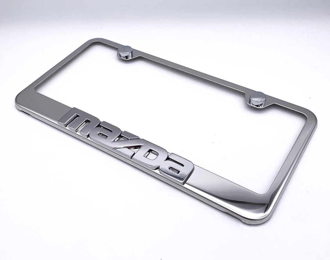 License Plate Frame Chrome 3D Mazda Script for Mazda 3 (2014–2018)