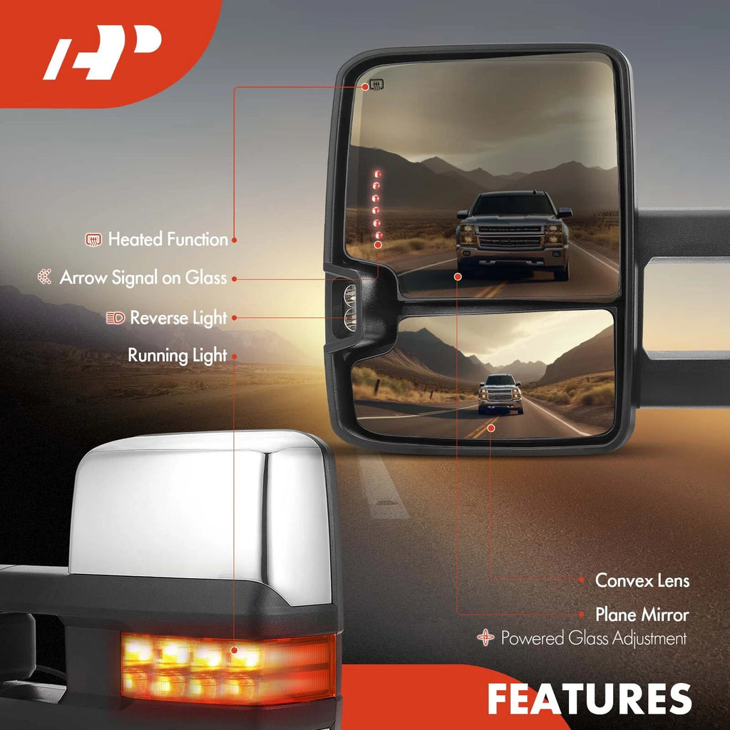Power Mirror Pair with Manual Fold Signal for Chevy Silverado 1500