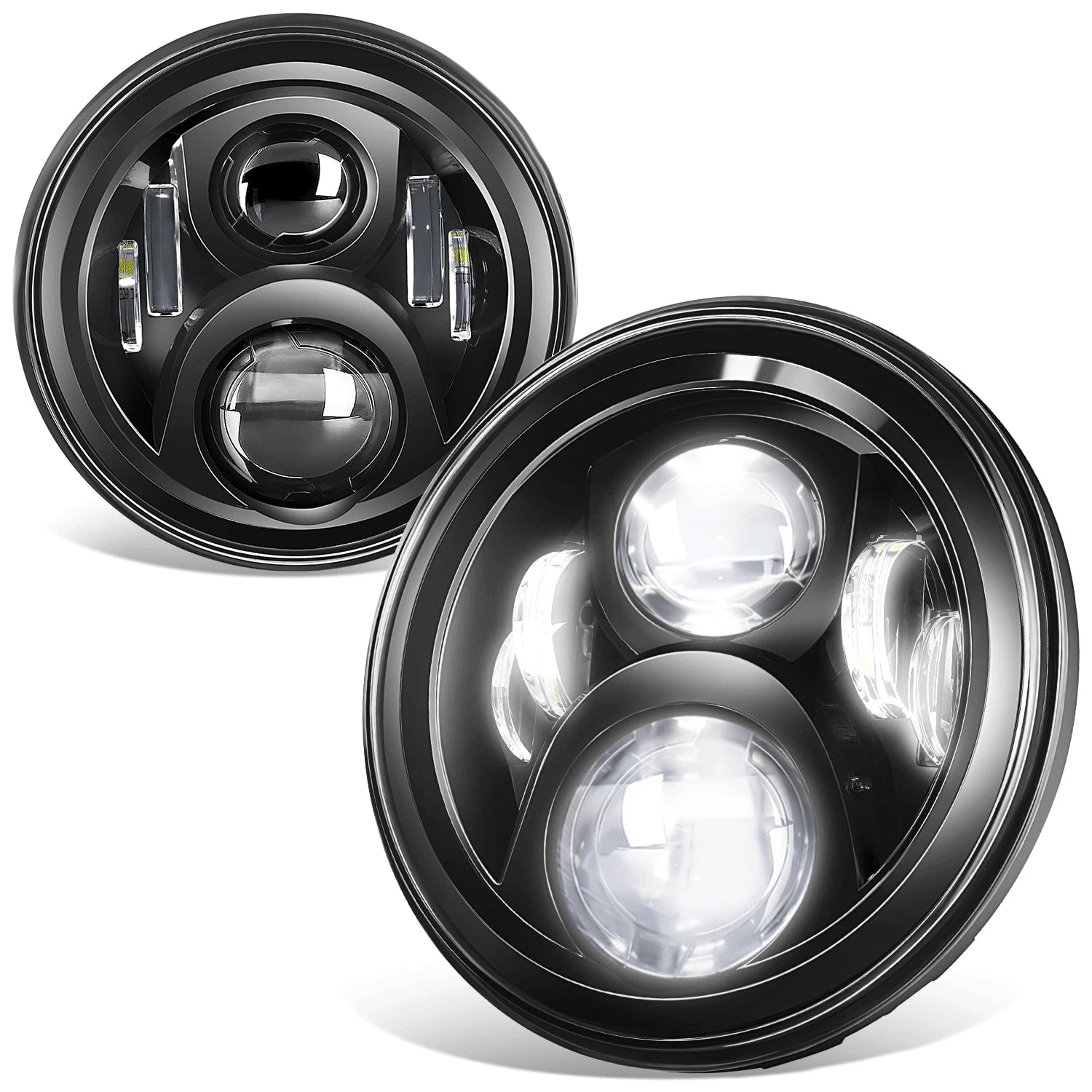 Projector Headlights for Jeep Wrangler JK (2007–2018) - Black Housing, Clear Lens