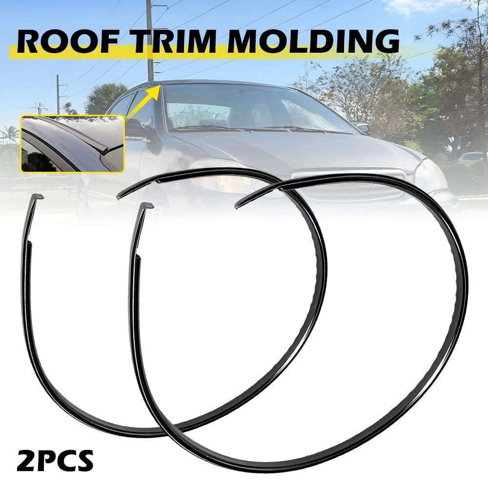 2X Black Roof Drip Molding Weatherstrip Rubber for Toyota Corolla (2003–2008)