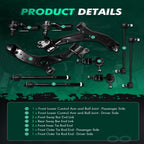 Set of 10 Front Lower Control Arms Tie Rods Sway Bars for Mazda 3 & 5 (2004–2014)