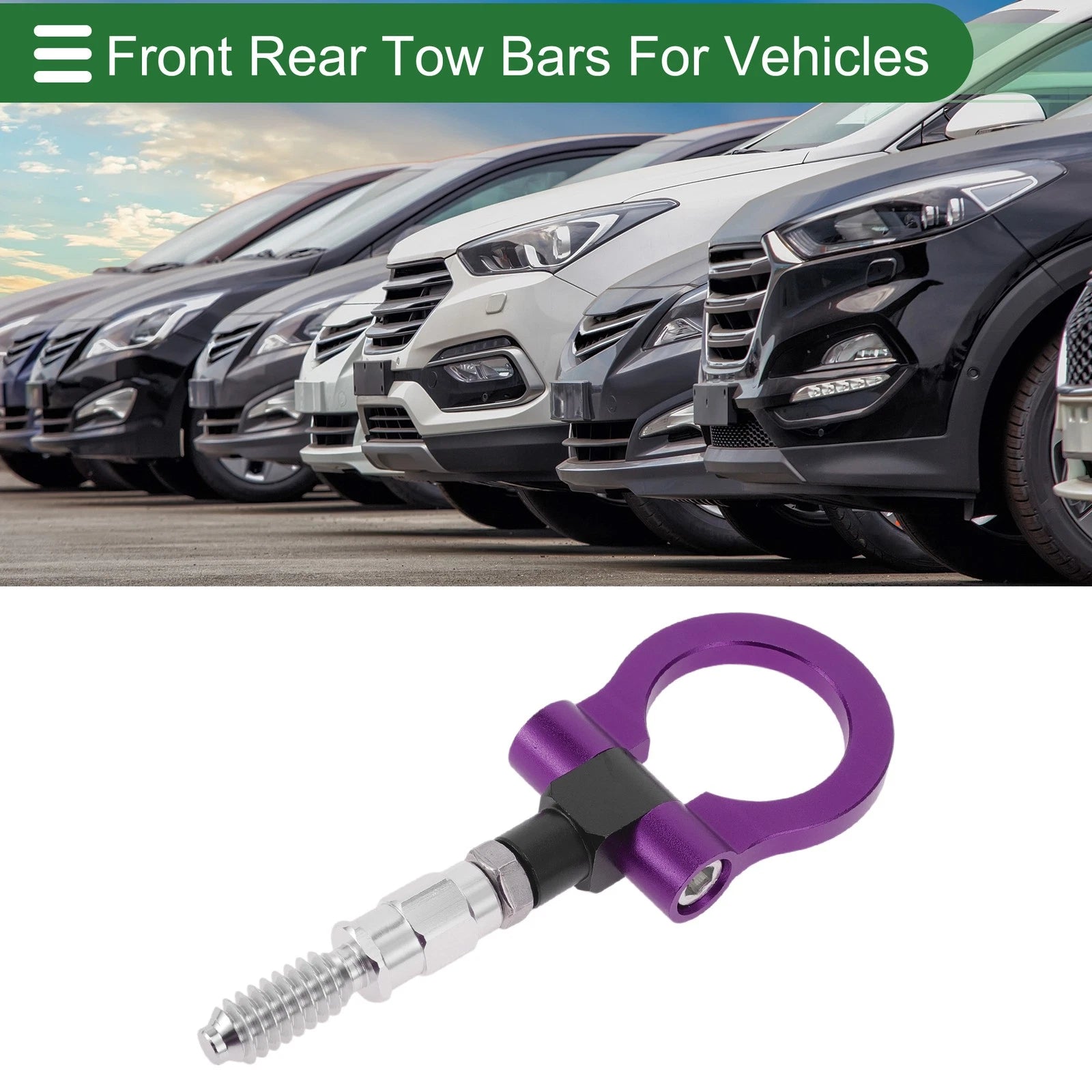 Front Rear Tow Hook Set for Ford Focus (1998–2025) 15.6mm Aluminum Alloy Purple