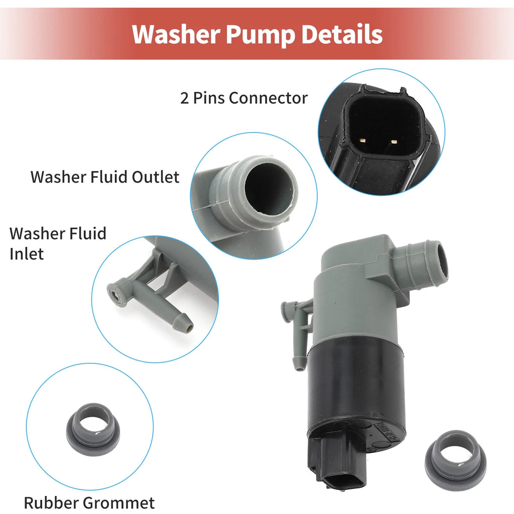 Windshield Washer Pump w/Grommet for Toyota Yaris (2006–2011) No. 853300F011