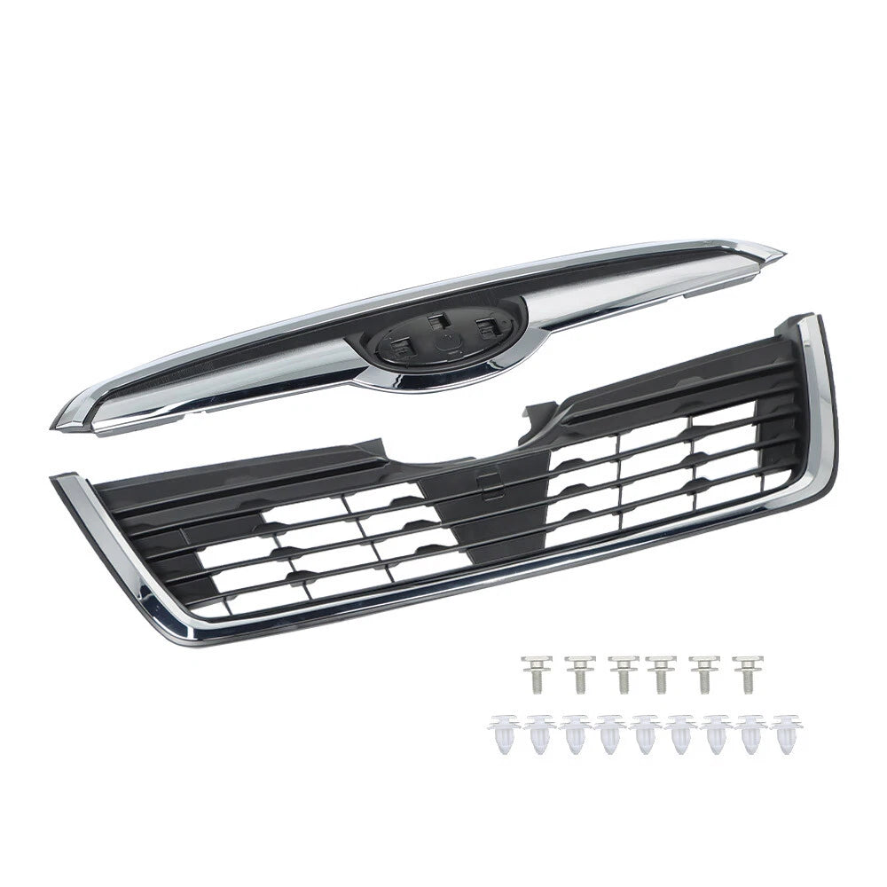 Front Upper Grille Replacement Set for Subaru Forester (2019-2021) Black Chrome
