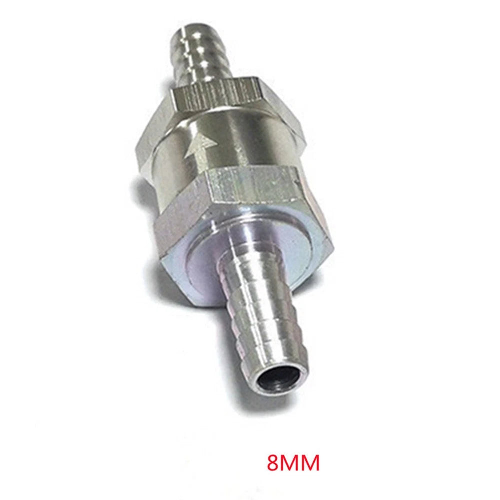 8MM One Way Check Valve for Gas or Diesel Fuel (Silver Aluminum)