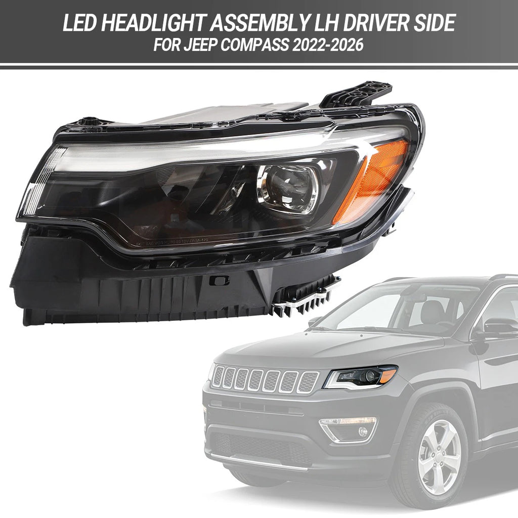 Set of 2 LED Headlight Assembly for Jeep Compass (2022–2026)