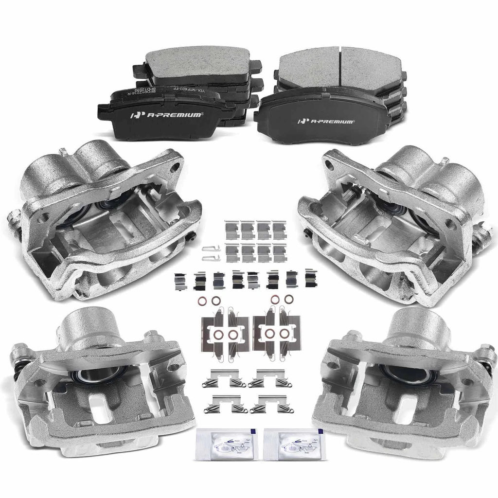 Set of 12 Brake Pads and Calipers for Ford Edge (2007–2008) FWD