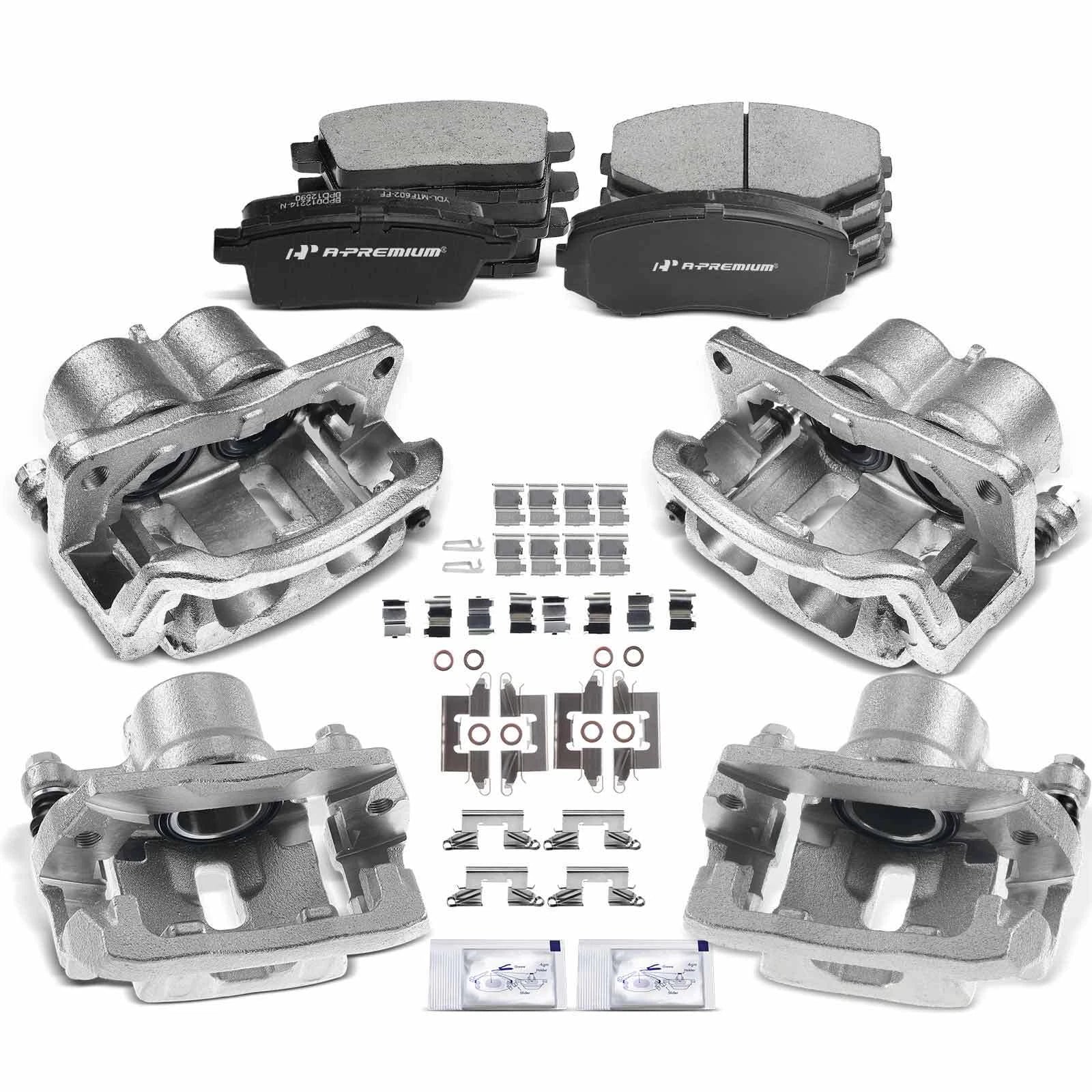 Set of 12 Brake Pads and Calipers for Ford Edge (2007–2008) FWD