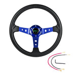 6 Bolt 14” Blue Universal Aluminum Racing Steering Wheel
