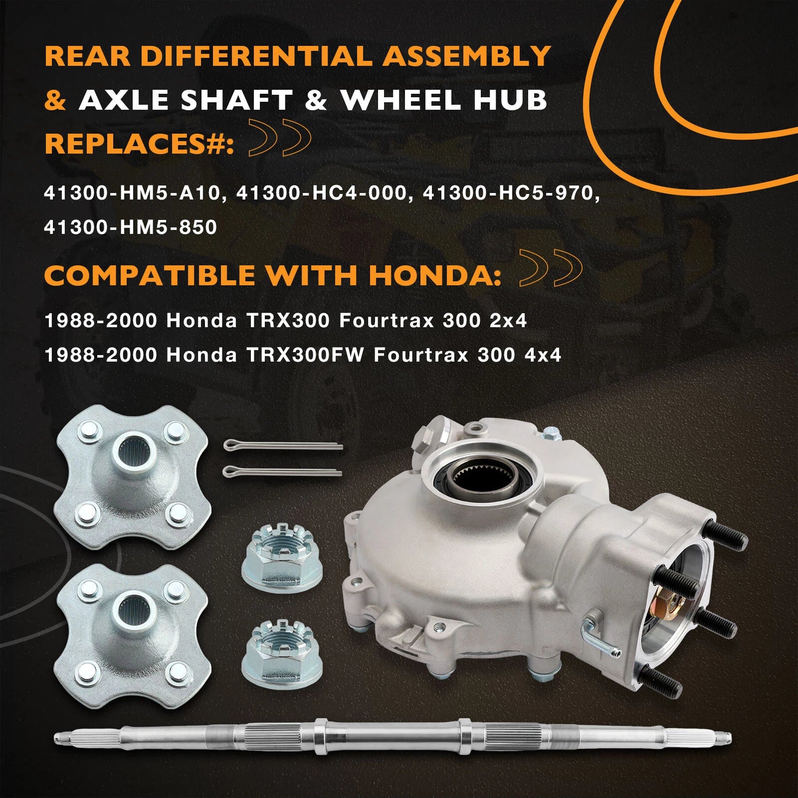 Rear Differential Axle Shaft Wheel Hub Set for Honda TRX300FW (1988–2000)