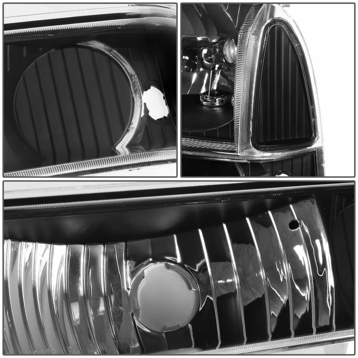 Pair of Black/Clear Signal Headlight Lamps for Ford Super Duty (1999–2004)