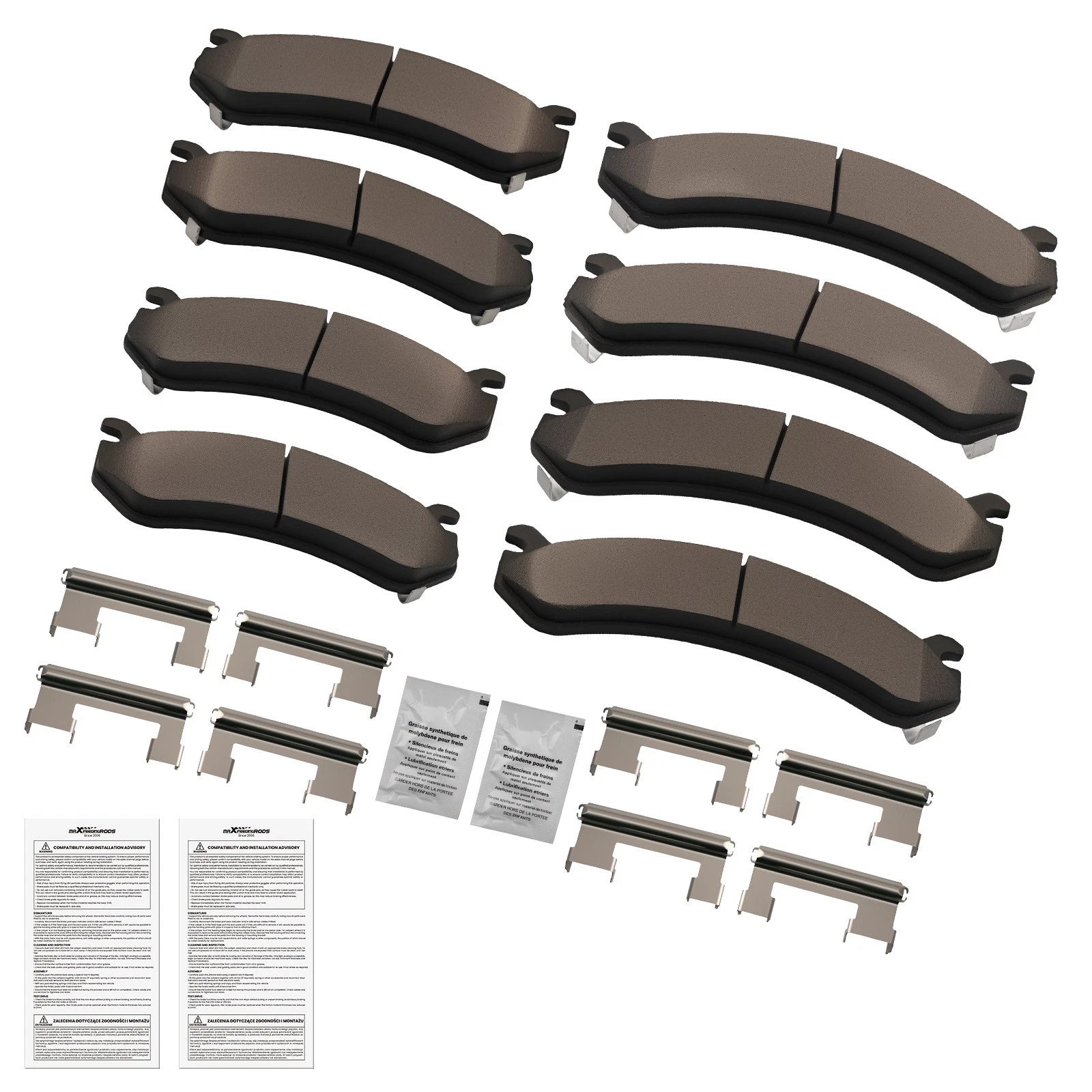 8pcs Ceramic Brake Pads Kit for Hummer H2 (2003–2009) GMC Sierra Yukon
