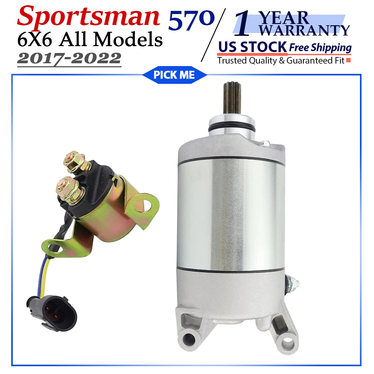 Starter for Polaris Sportsman 570 6X6 (2017–2022) with Relay