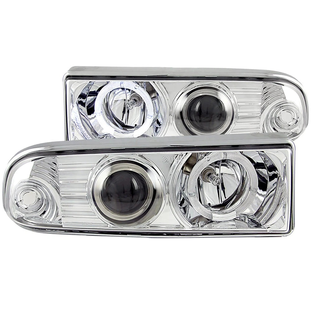Chrome Clear Lens Headlight Set w/Halo for 98-04 Chevy S10 w/o Fog Lights [CCFL]