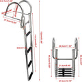 4 Steps Folding Pontoon Boat Ladder for Universal Use (Telescoping, Stainless Steel)