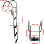4 Steps Folding Pontoon Boat Ladder for Universal Use (Telescoping, Stainless Steel)