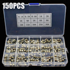 Set of 10 Glass Tube Fuses 5x20mm Quick Blow 0.1A-30A Assorted Kit