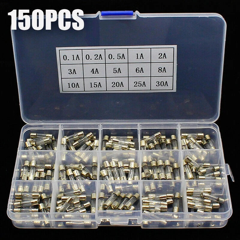 Set of 10 Glass Tube Fuses 5x20mm Quick Blow 0.1A-30A Assorted Kit