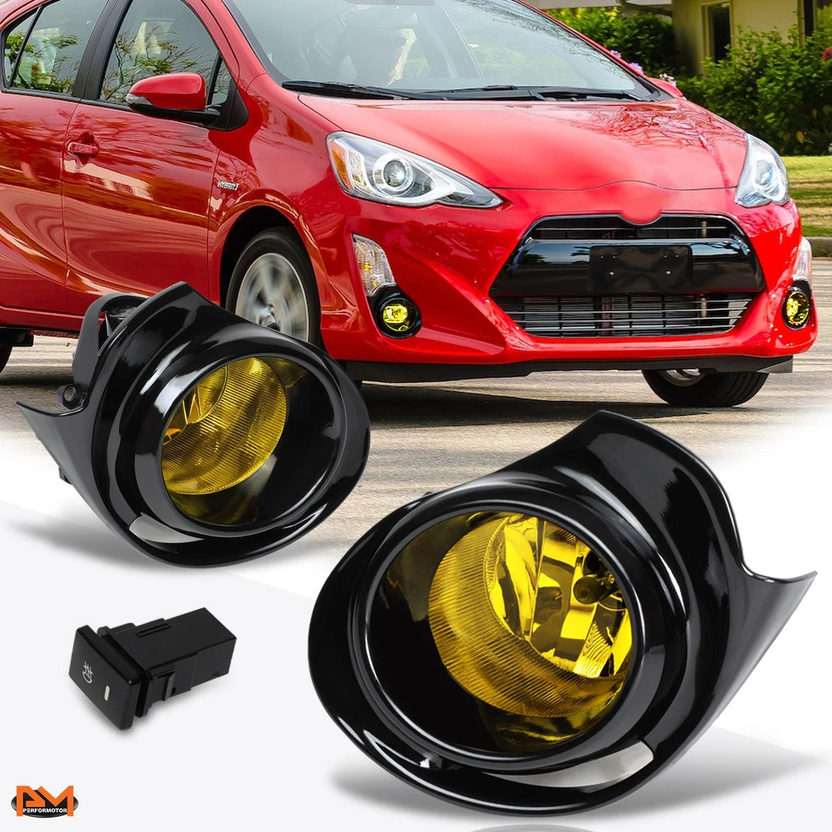 Fog Lights for Toyota Prius C (2015–2018) Amber Lens with Switch & Bezel