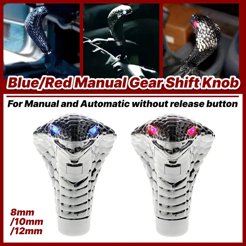 Gear Shift Knob 1x Blue/Red LED Head Snake Style for Universal
