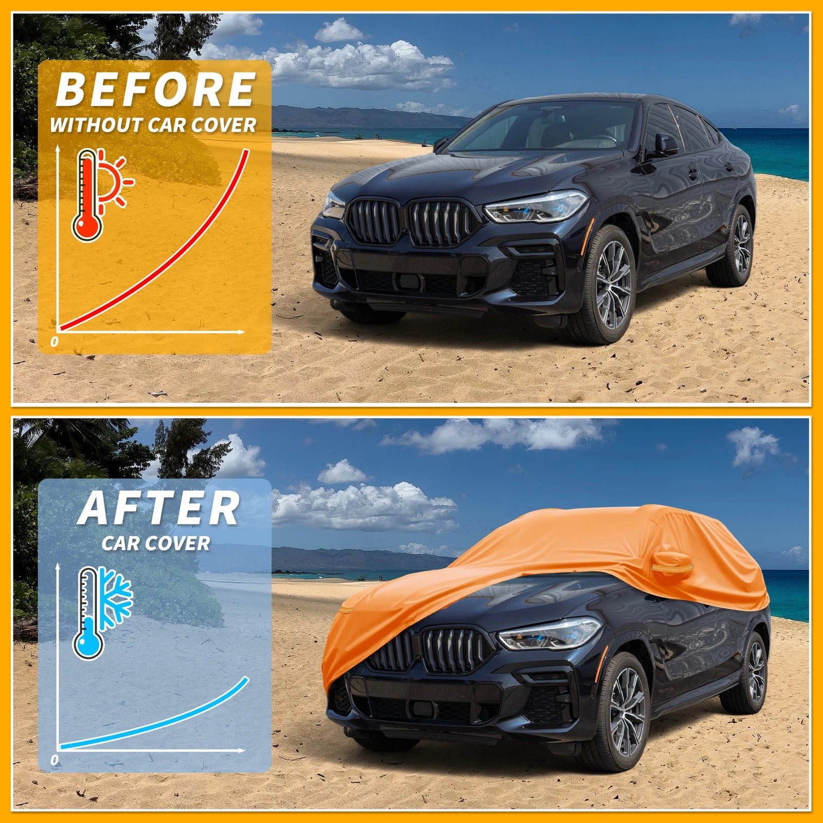 Waterproof Car Cover for BMW X5 (2014–2023) 210D-PU with Zipper