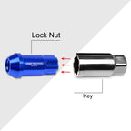 20Pc M12X1.25 Blue JDM Open End Aluminum Long Spline Wheel Lug Nut for