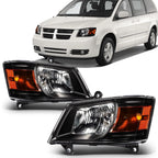 Headlight Assembly Pair for Dodge Grand Caravan (2008–2010) Black Housing Amber