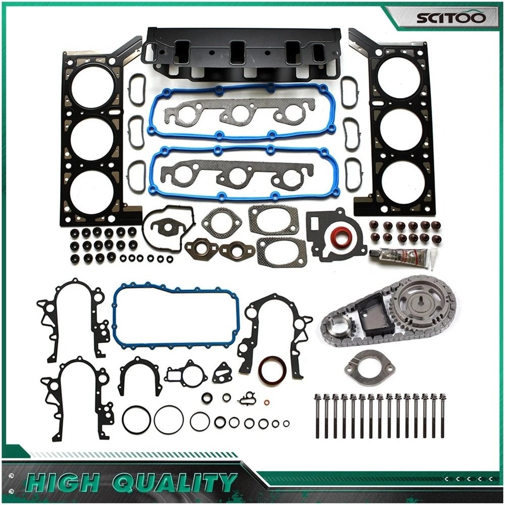 Full Gasket Set & Head Bolt Set & Timing Chain Kit for Dodge Caravan (2005–2007)