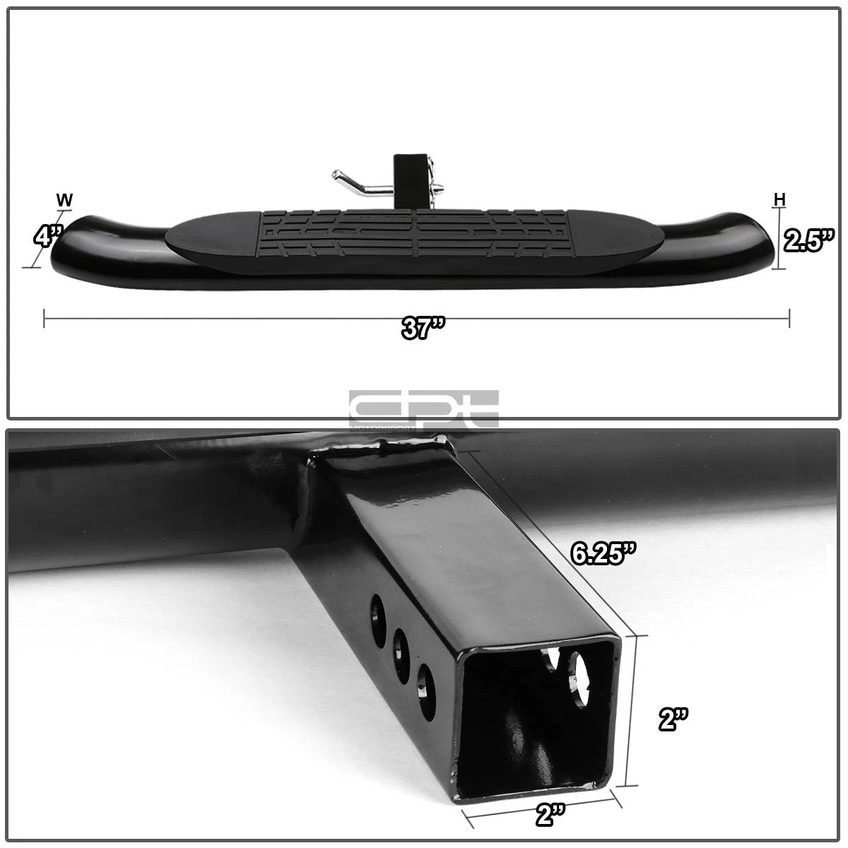 Oval Trailer Towing Step Bar for 2" Receiver (37"x 4")