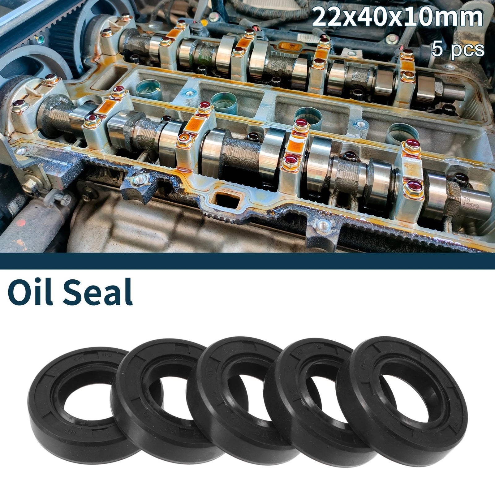 Set of 5 Oil Seal Rotary Shaft Seal NBR Rubber 22x40x10mm