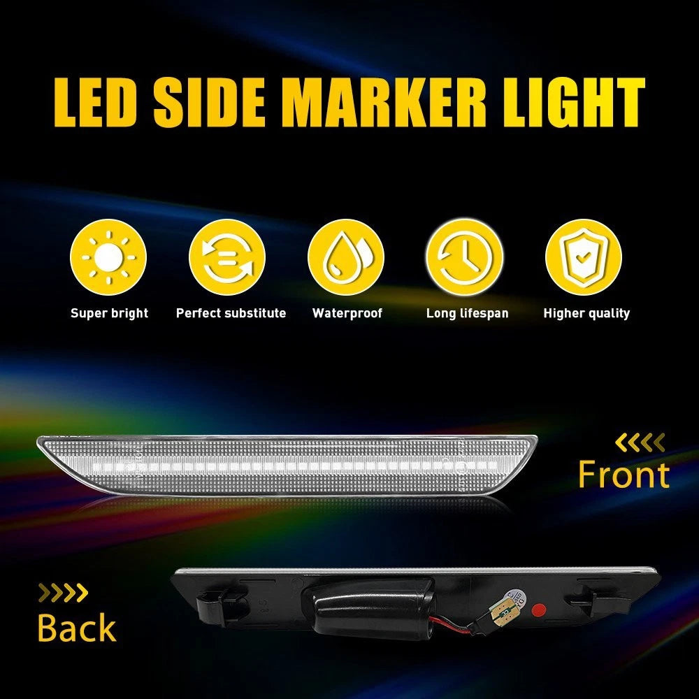 Plug & Play Clear Red LED Rear Bumper Side Marker Light for Ford Mustang (2015–up)