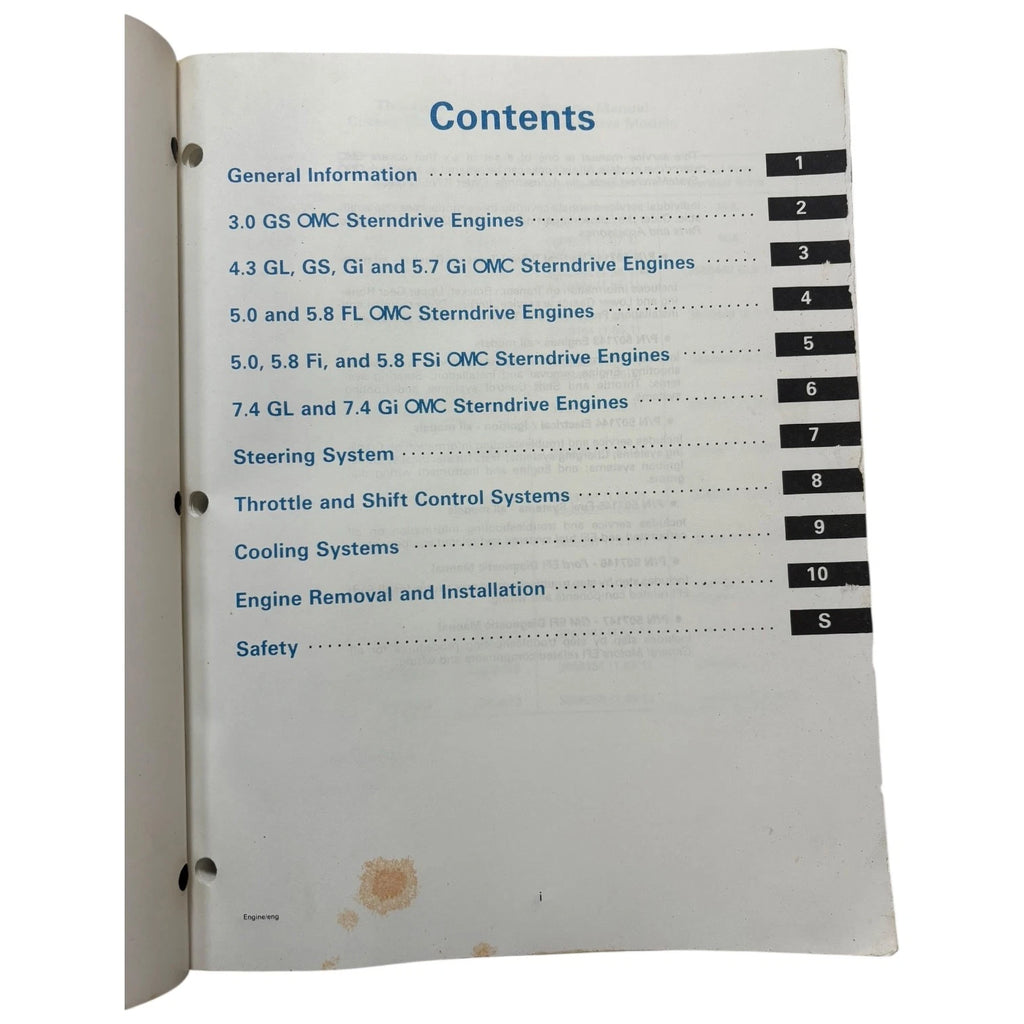 OMC Stern Drives Engine Service Manual 507143 for OMC (1995)