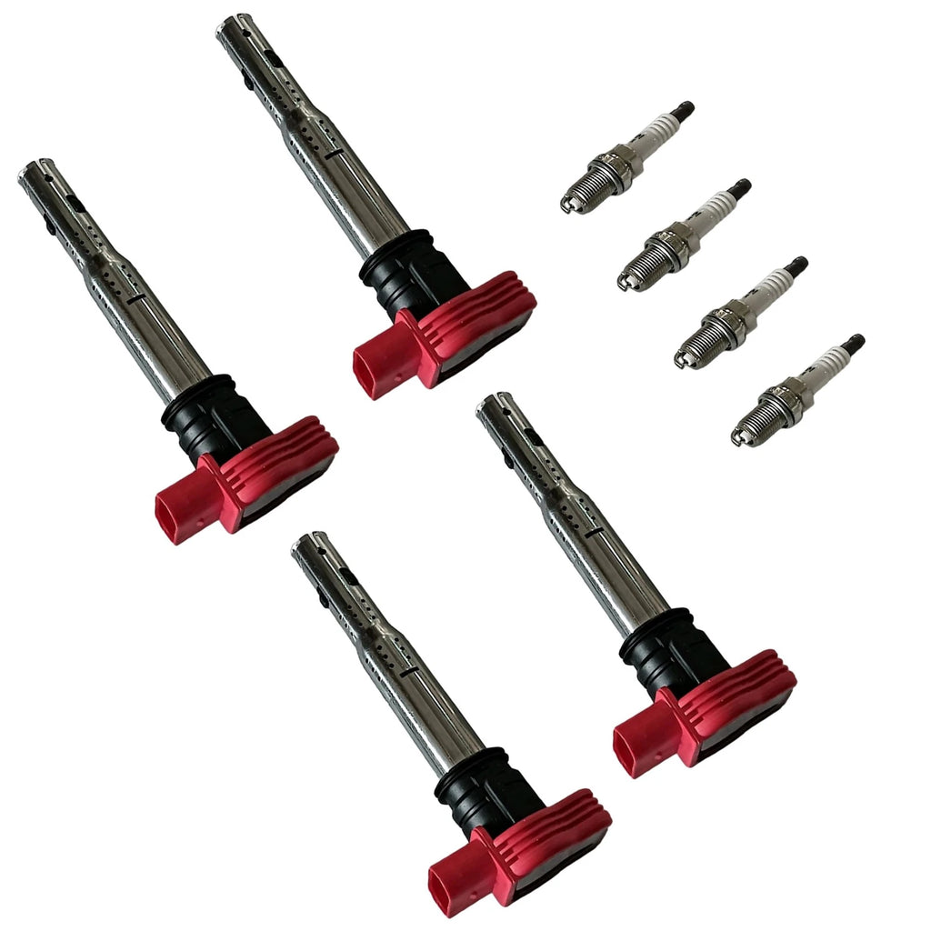 Set of 4 Ignition Coils & Iridium Spark Plugs for Audi A4 A5 Q7