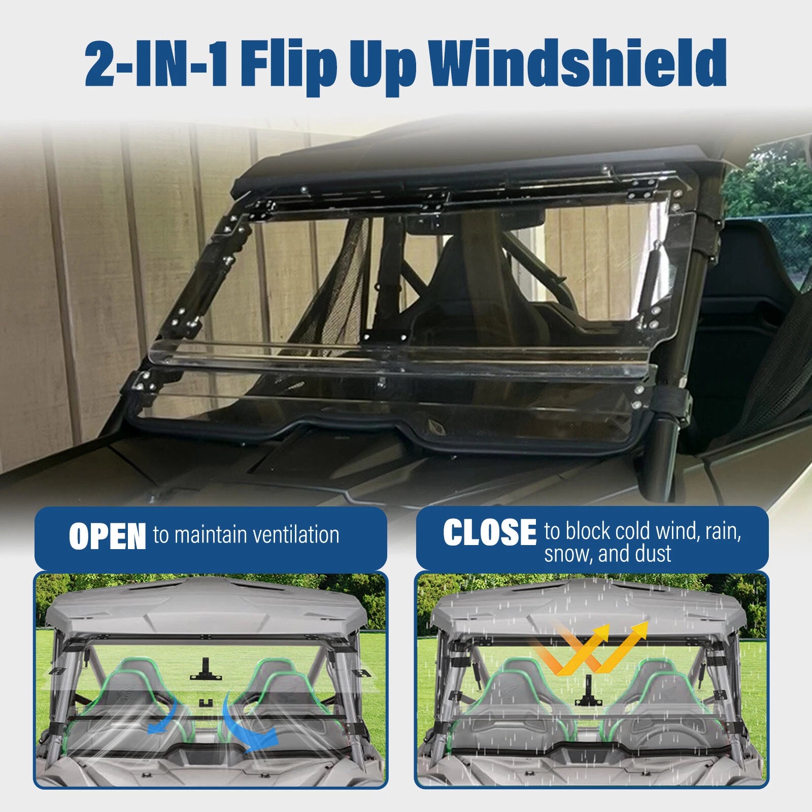 Scratch Resistant Flip Windshield for Honda Talon 1000R/X 1000X-4 (2019–2026)