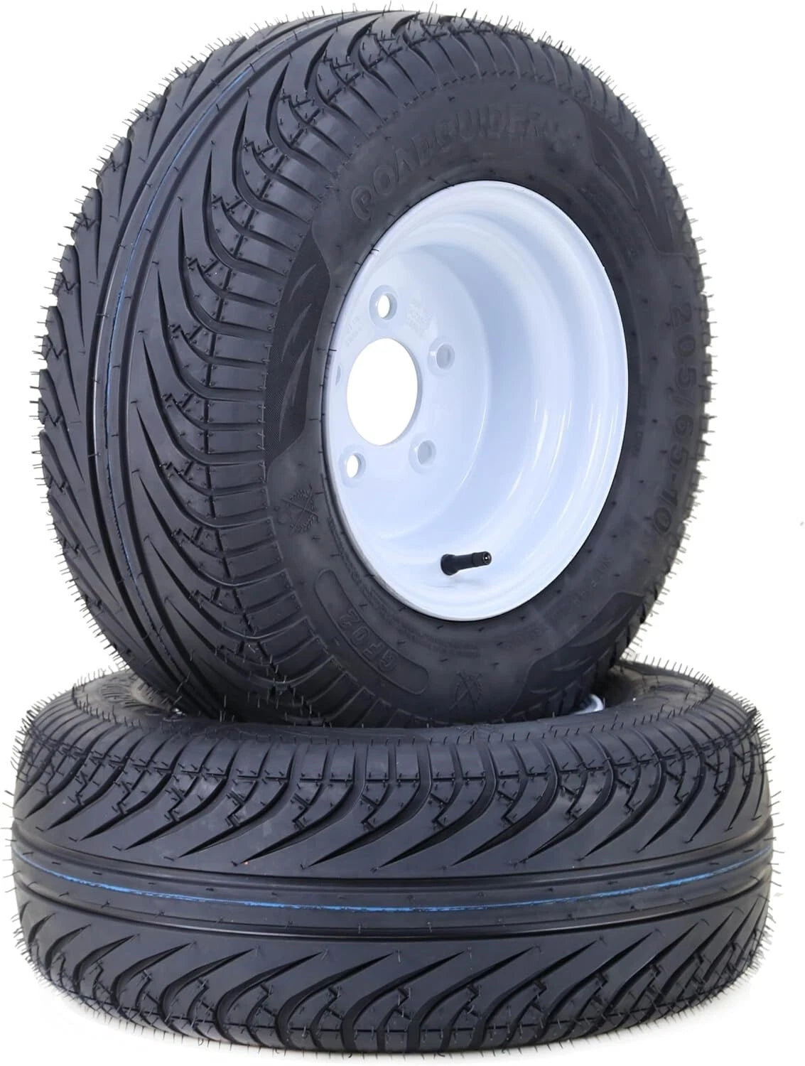 Set of 2 Libra 205/65-10 Golf Cart Tire Rims 5 Lugs 4.5" PCD White
