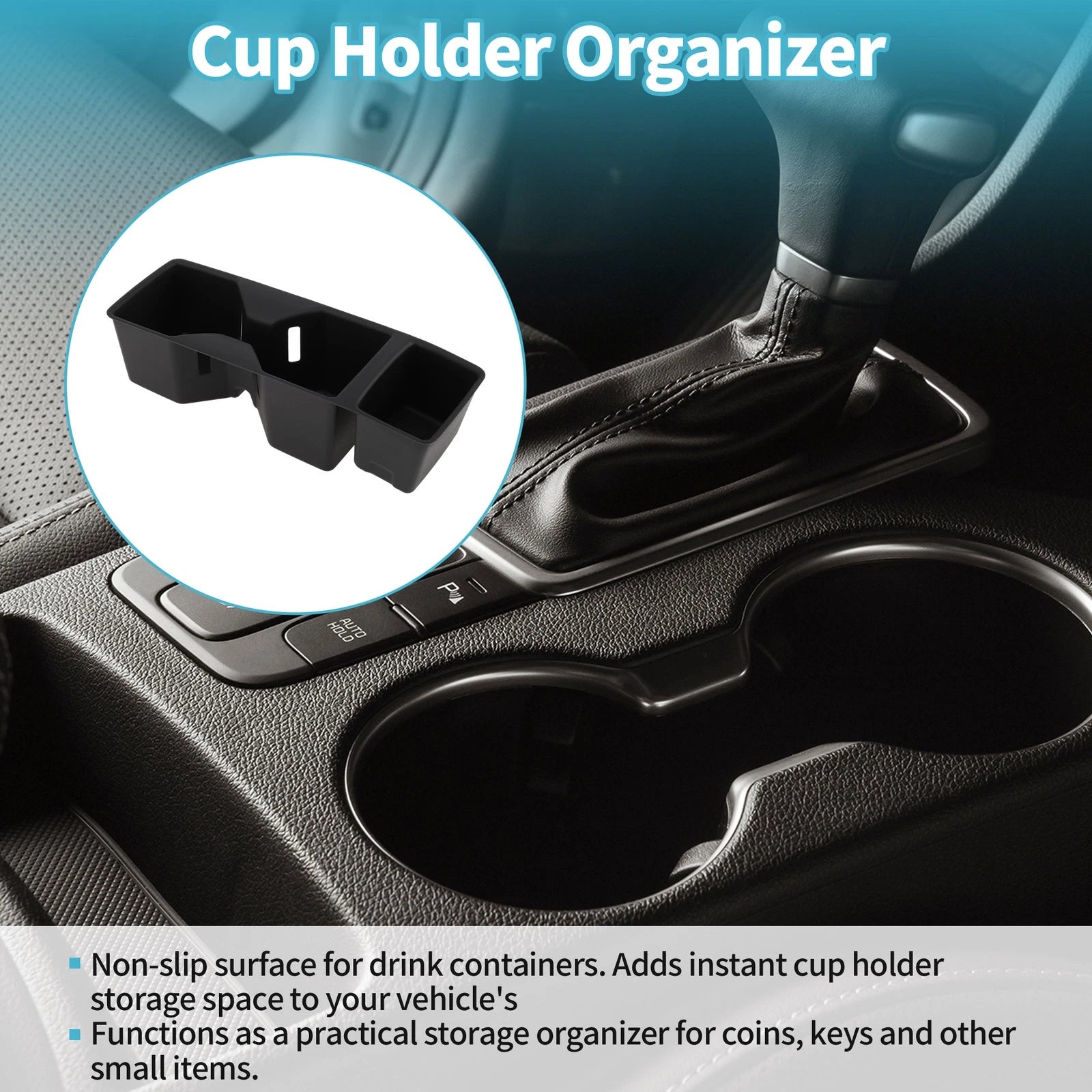 Center Console Cup Holder Organizer for Kia Sorento (2021–2026) TPE Black