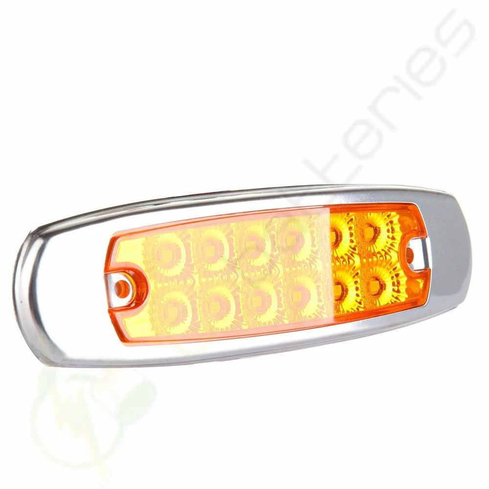 12x Amber Thin Side Marker Clearance Light for Freightliner (LED, Chrome)