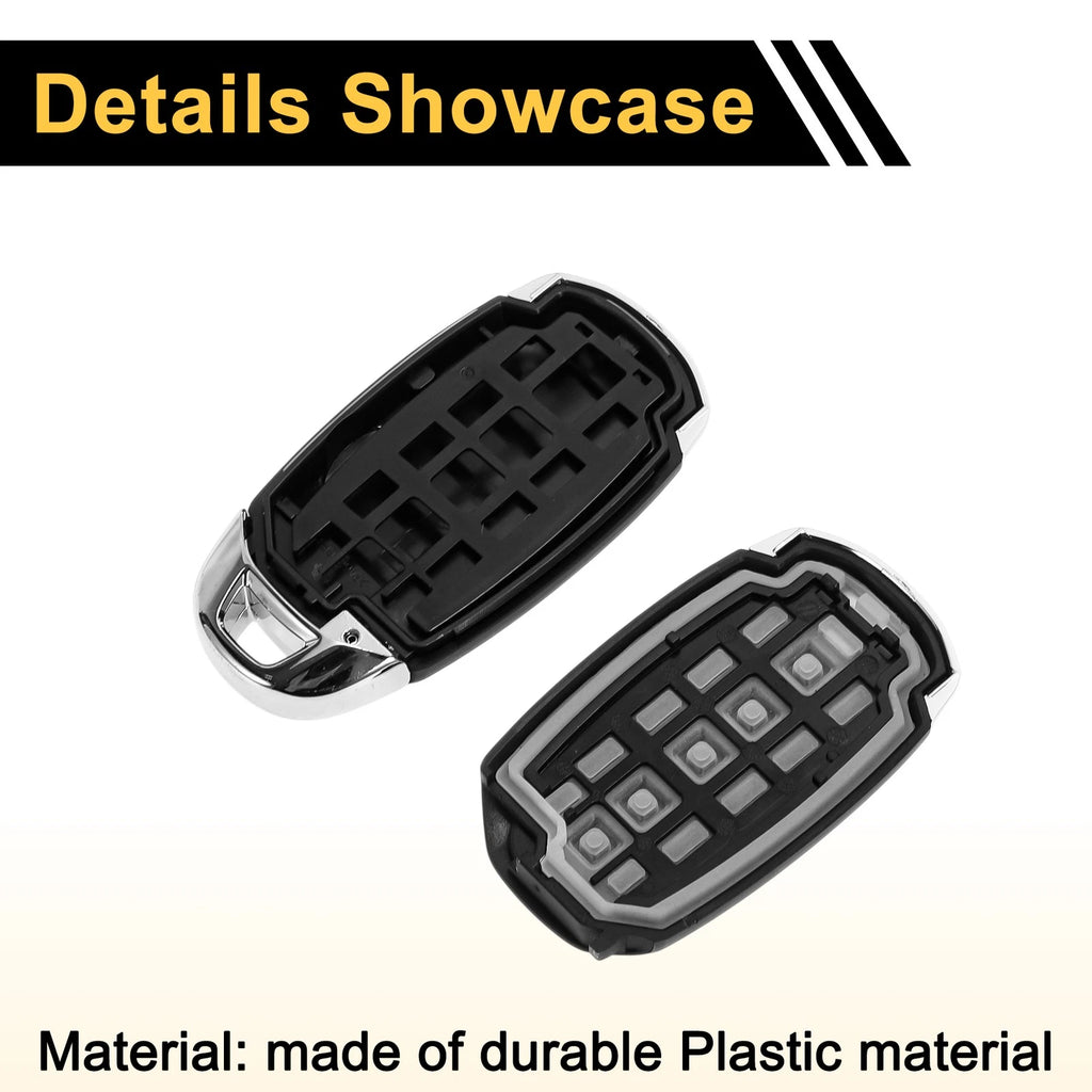 Set of 4 Key Fob Shell Cases for Hyundai Palisade (2020–2022) Black Silver Tone