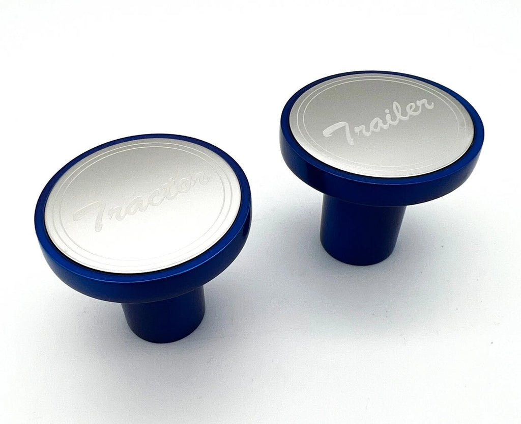 Air Valve Knobs Blue Aluminum Replacement for Peterbilt Kenworth (1980–2025)