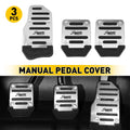Set of 3 Non-Slip Manual Brake Pedal Foot Pad Covers - Universal Silver