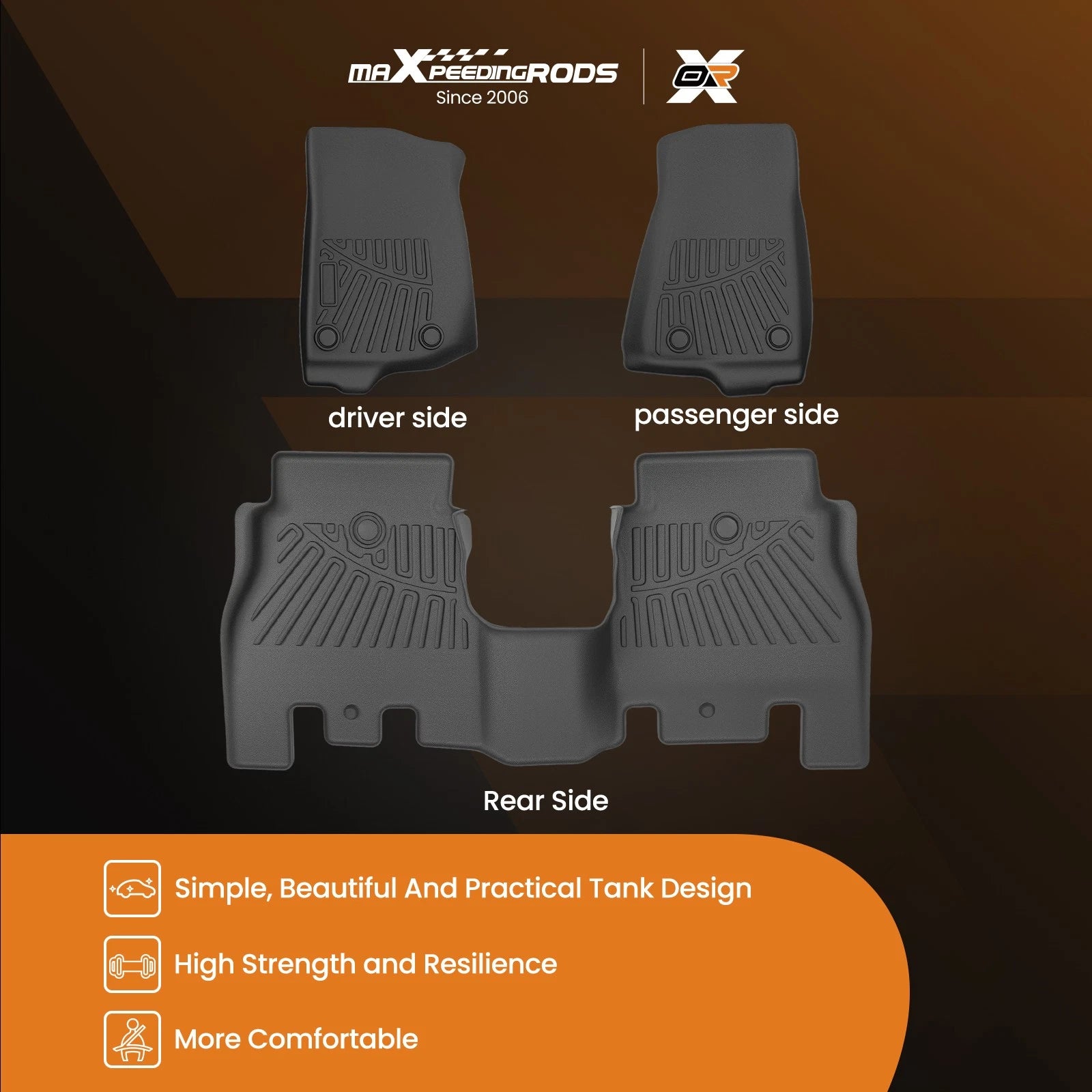 Set of 4 TPE Floor Mats Liner for Jeep Wrangler JL 4-Door (2018–2024)
