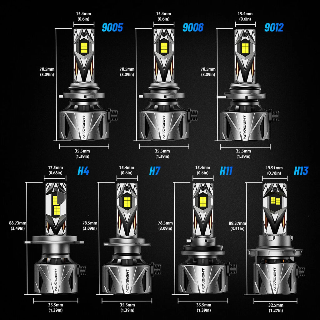 Set of 4 9005 H11 LED Headlight Bulbs for