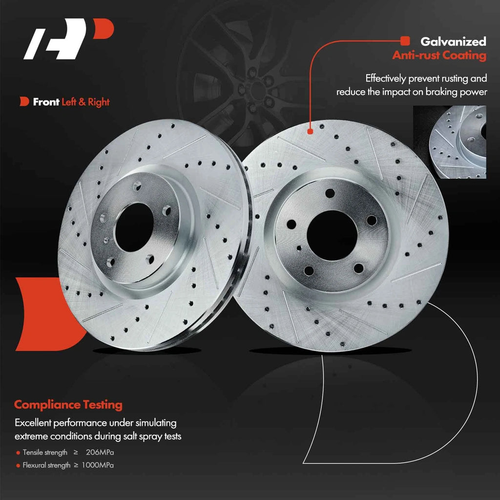 Front Side Drilled Brake Rotors for Nissan Altima (2006) Murano (2005–2014)