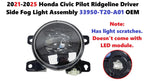 Fog Light Assembly for Honda Civic, Pilot, Ridgeline (2021–2025) 33950T20A01
