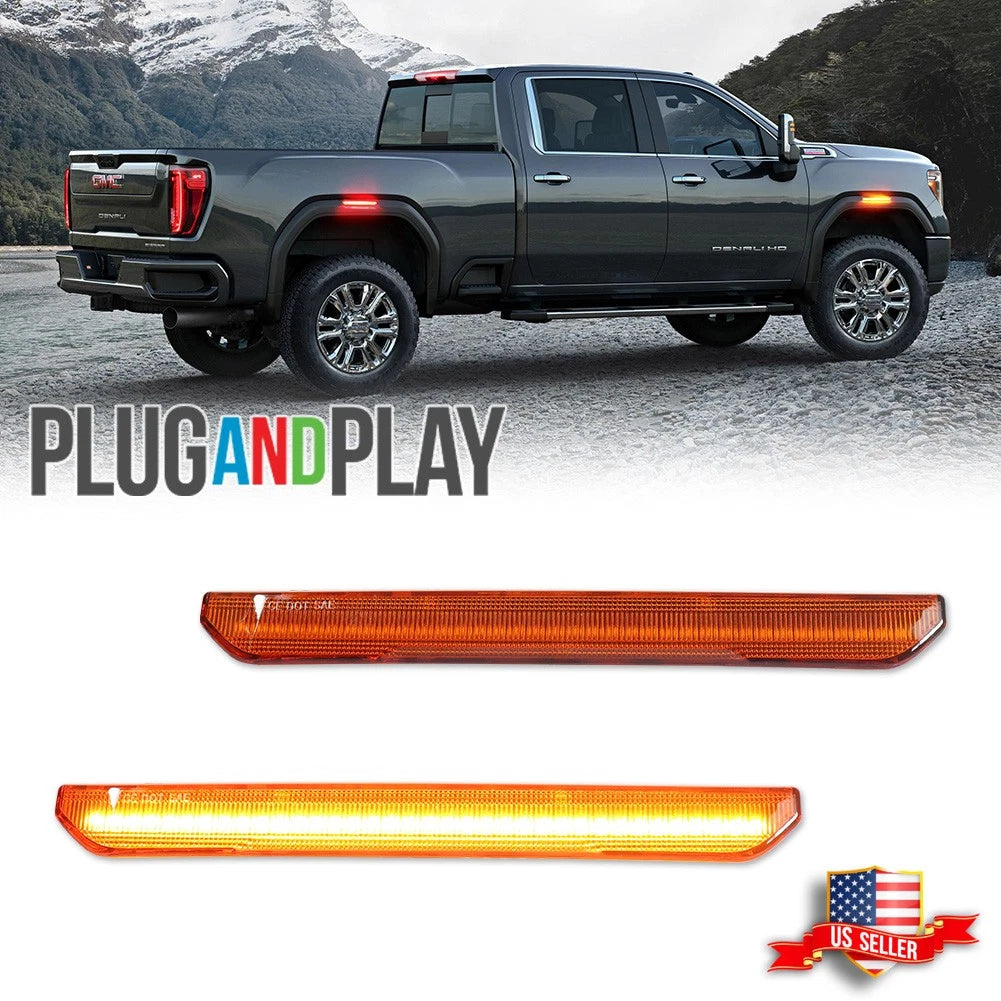 2X Amber Full LED Side Marker Lights for GMC Sierra 2500 3500 (2020–2024)