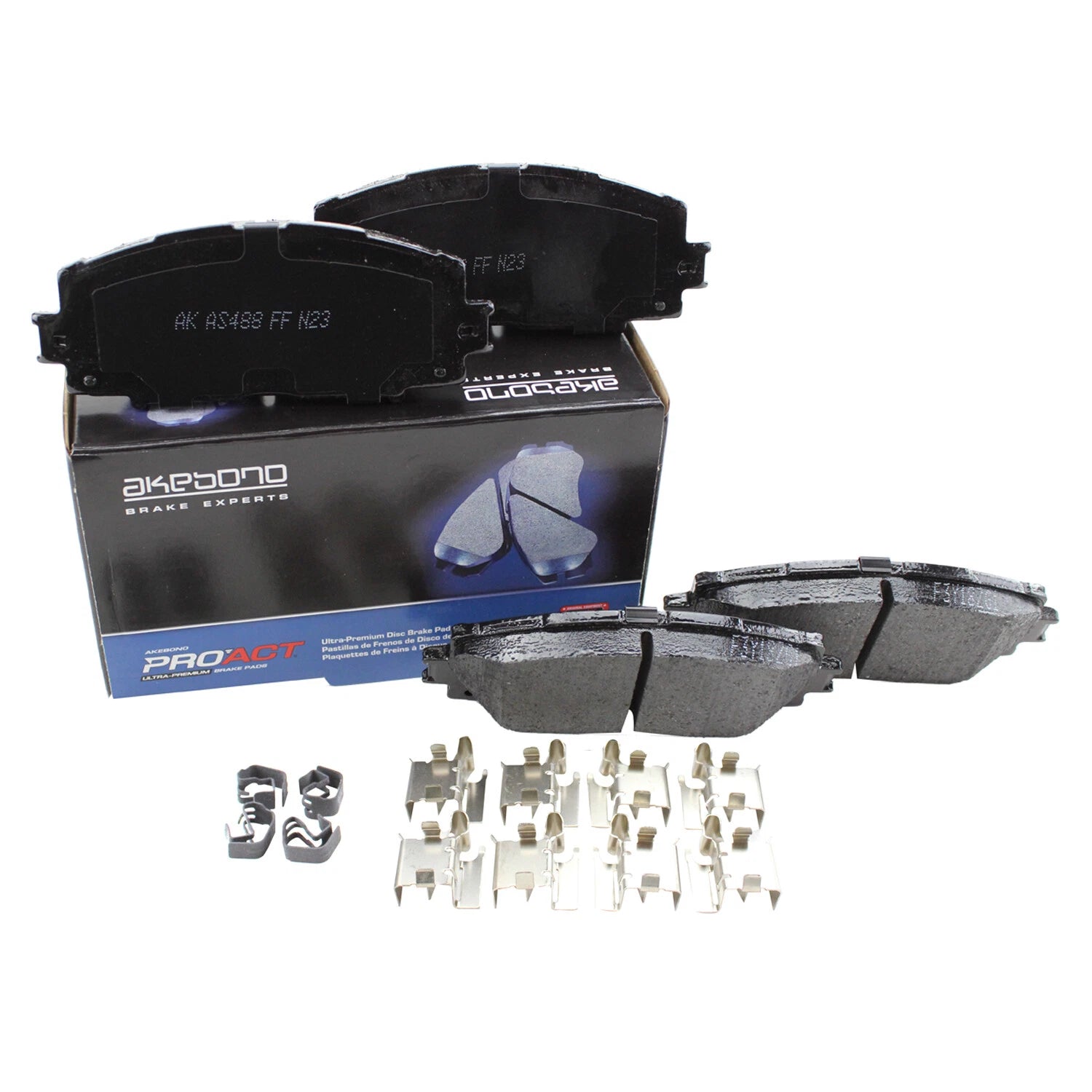Set of 4 Akebono ProACT Front Ceramic Brake Pads for CT200h iQ Corolla Prius C Yaris (2011–2020)