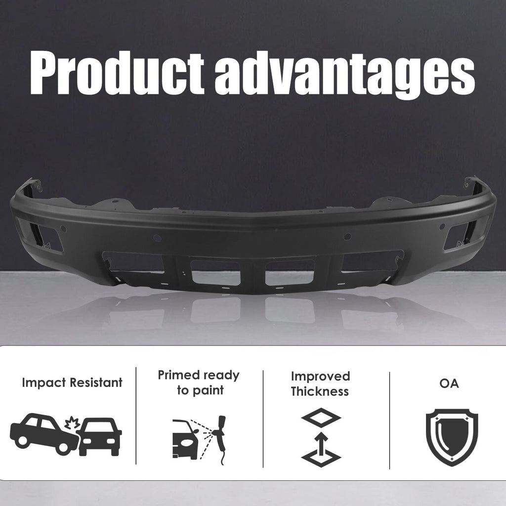 Black Steel Front Bumper for Chevy Silverado 1500 (2014–2015) with Sensor Holes