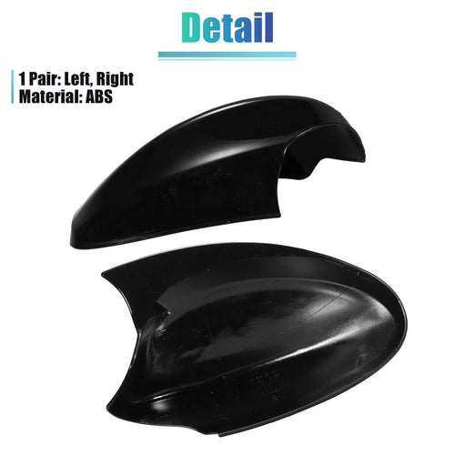 1 Pair Door Wing Rearview Side Mirror Cover Cap Black for BMW 330xi (2005-2006)